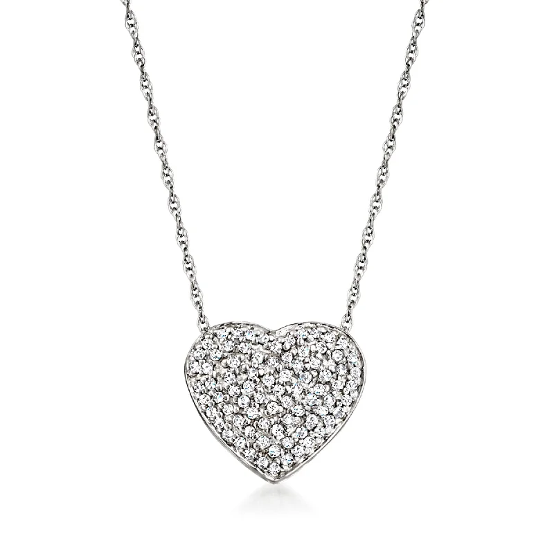 Premium Jewelry At Special Low Prices For A Limited Time Chic Trends Unveiled Ross-Simons Diamond Heart Pendant Necklace in 14kt White Gold