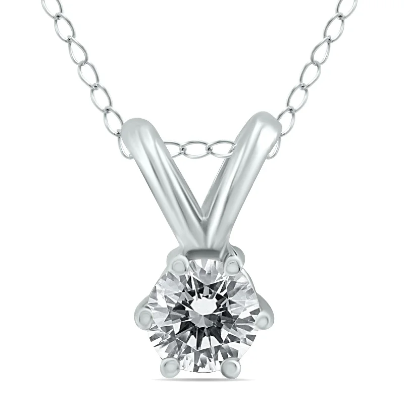 Glamorous Jewelry, Glamorous Deals – Shop Now Cozy Chic Promotions 1/4 Carat 6 Prong Diamond Solitaire Pendant In 14K White Gold