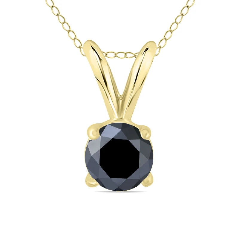 Unmissable Jewelry Sale – Shop Before It's Too Late Elegant Fashion Offers 1/2 Carat Round Black Diamond Solitaire Pendant In 14K Yellow Gold