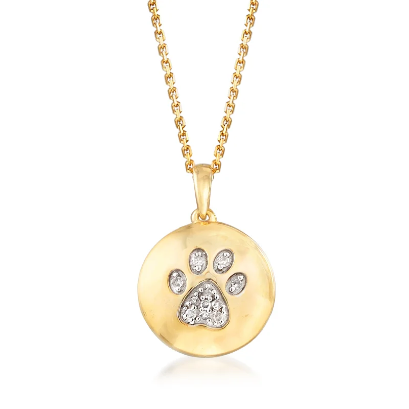 Your Perfect Accessory Now At The Best Price Fashion-Forward Offers Ross-Simons Paw Print Circle Pendant Necklace in 18kt Yellow Gold Over Sterling Silver