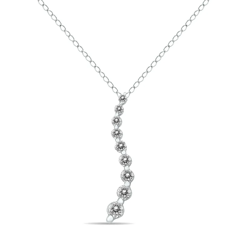 Seasonal Jewelry Deals – Elevate Your Style Mega Sale 1/4 Ctw Genuine Diamond Cascading Pendant In 10K White Gold