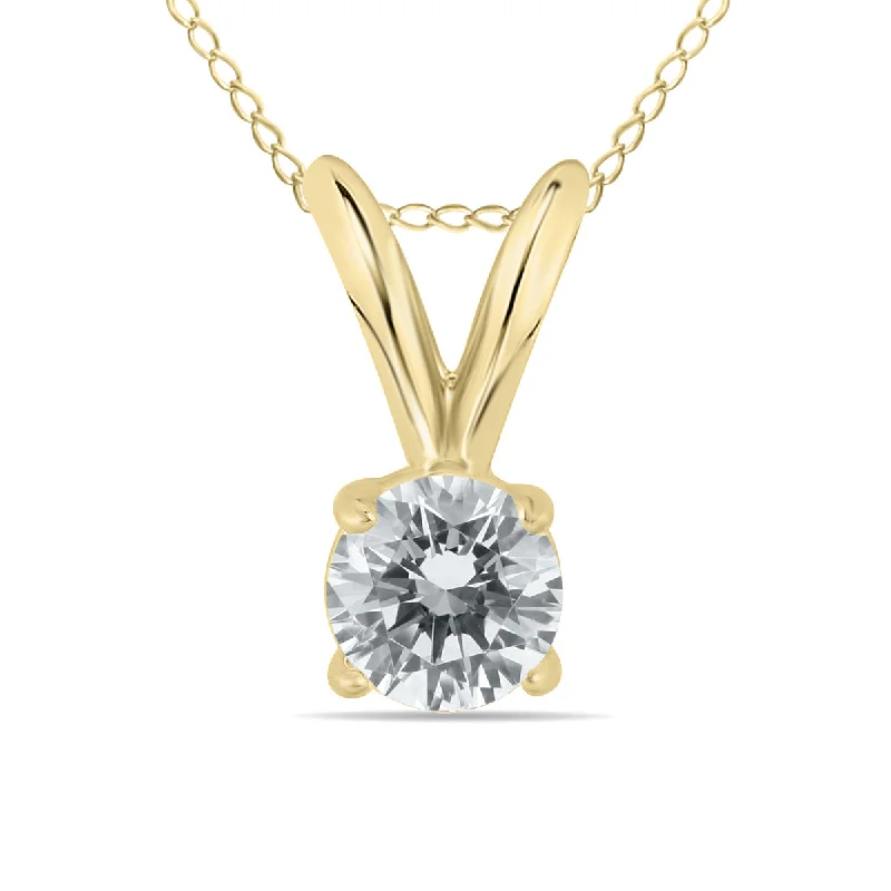 Affordable Glamour – Premium Jewelry At Special Prices Trendy Women'S Wear Collection 1/5 Carat Round Diamond Solitaire Pendant In 14K Yellow Gold