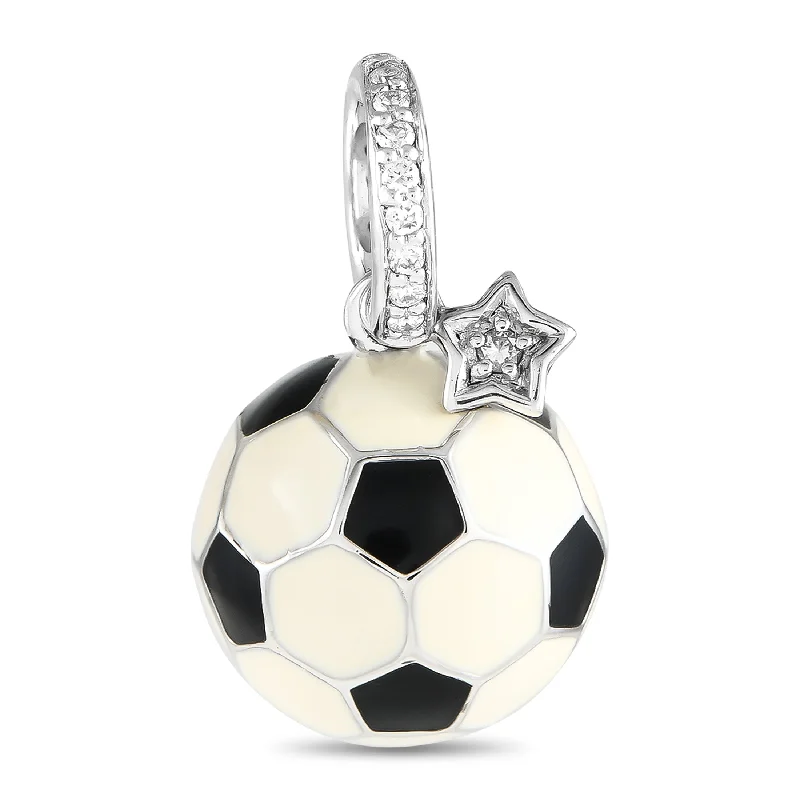 Shop Handcrafted Jewelry At Special Promotional Rates Find Your Unique Flair Aaron Basha 18K White Gold Diamond and Enamel Soccer Ball Charm AB49-111324