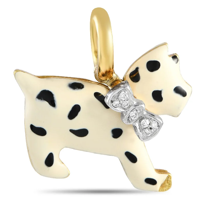 Exclusive Online Jewelry Sale – Don't Wait Shop Sales Aaron Basha 18K Yellow Gold Diamond Enamel Puppy Charm Pendant  AB44-111324