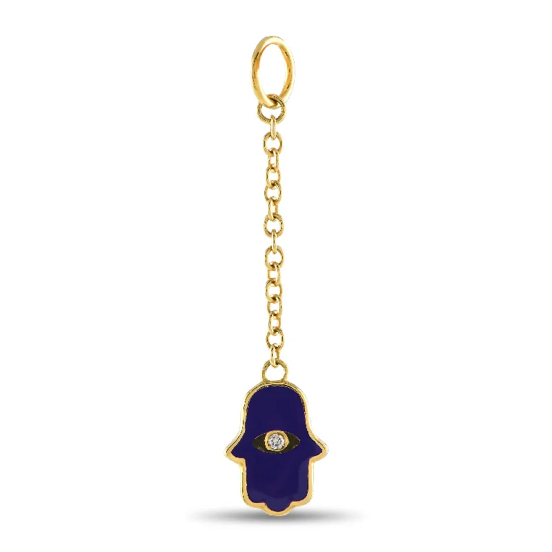 Unmissable Deals On Handmade Jewelry Collections Ends Soon Aaron Basha 18K Yellow Gold Diamond and Enamel Hamsa Charm Pendant AB43-111324