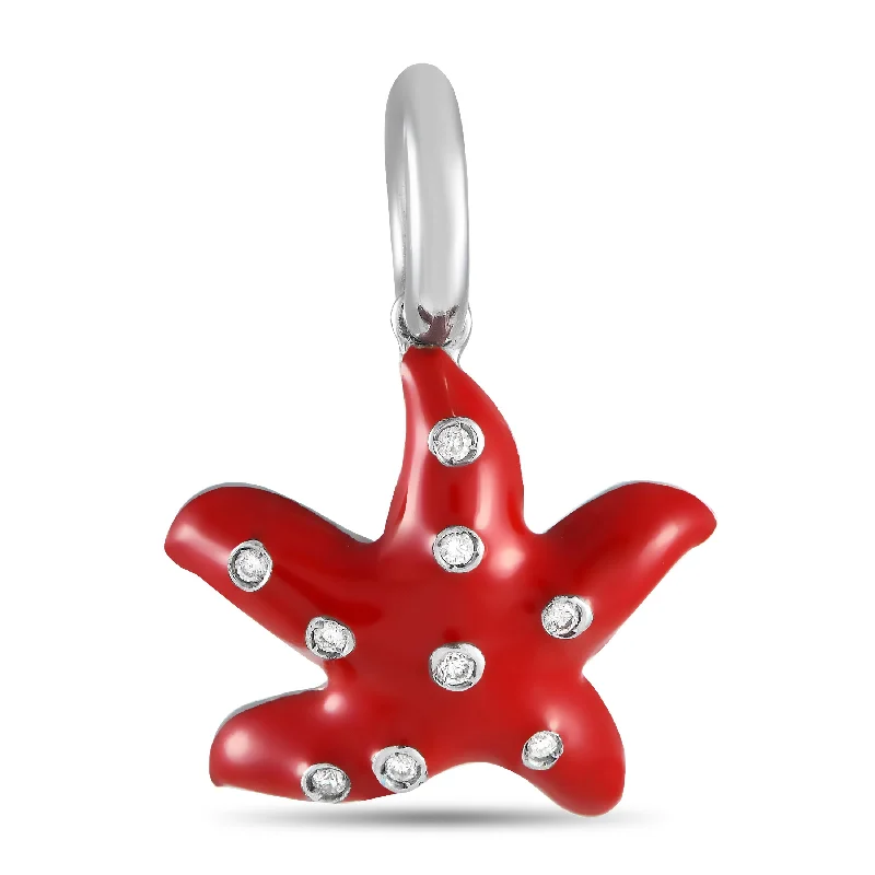 Don't Miss These Dazzling Jewelry Discounts Budget Saver Aaron Basha 18K White Gold Diamond and Red Enamel Starfish Charm  Pendant AB02-111524