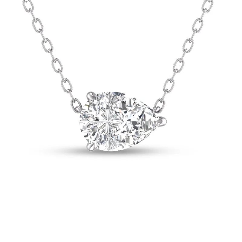 Fine Jewelry, Limited-Time Offers Available Chic Style Discounts 1 Carat Lab Grown Floating Pear-Shaped Diamond Solitaire Pendant - 14K White Gold