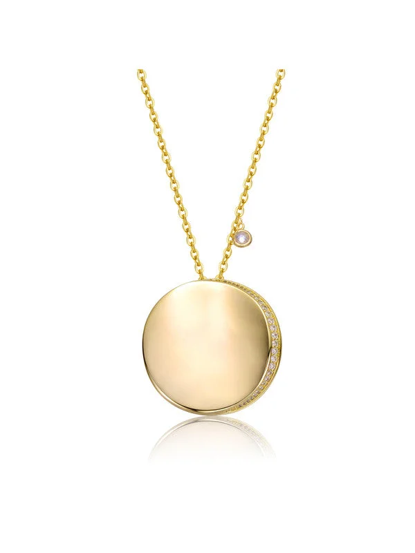 Stunning Statement Jewelry, Unbeatable Discounts Classic Elegance Sales 14k Gold Plated with Clear Cubic Zirconia Round Circle Pendant Necklace