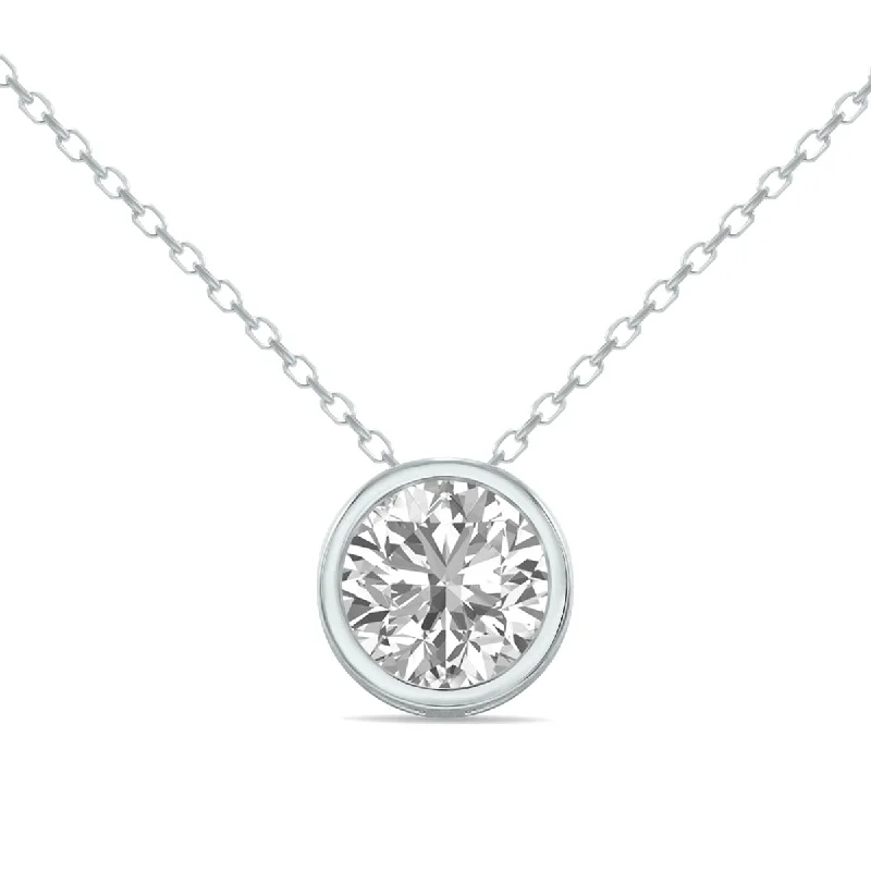 Once-A-Year Jewelry Deals – Shop Before They’Re Gone Sophisticated Street Style Offers Lab Grown 3/4 Carat Round Solitaire Diamond Bezel Set Pendant In 14K White Gold