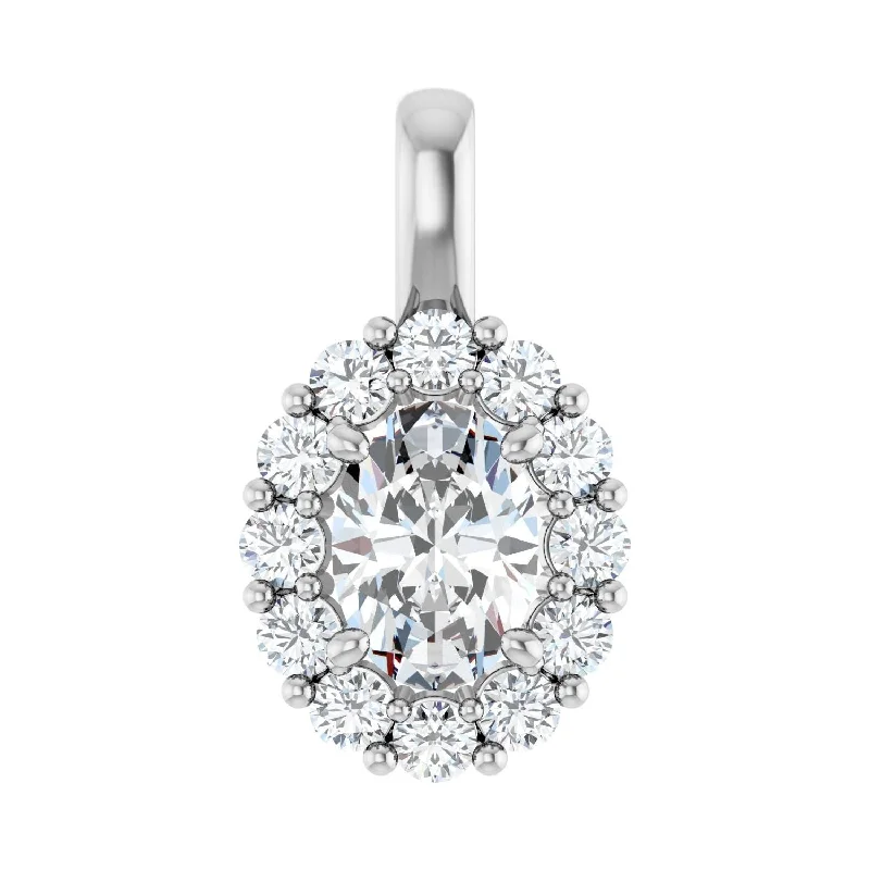 Chic, Trendy, And Affordable Jewelry Sale Budget-Friendly Fashion 14k White Gold 1 1/6ct Lab-Grown Diamond Halo-Style Pendant