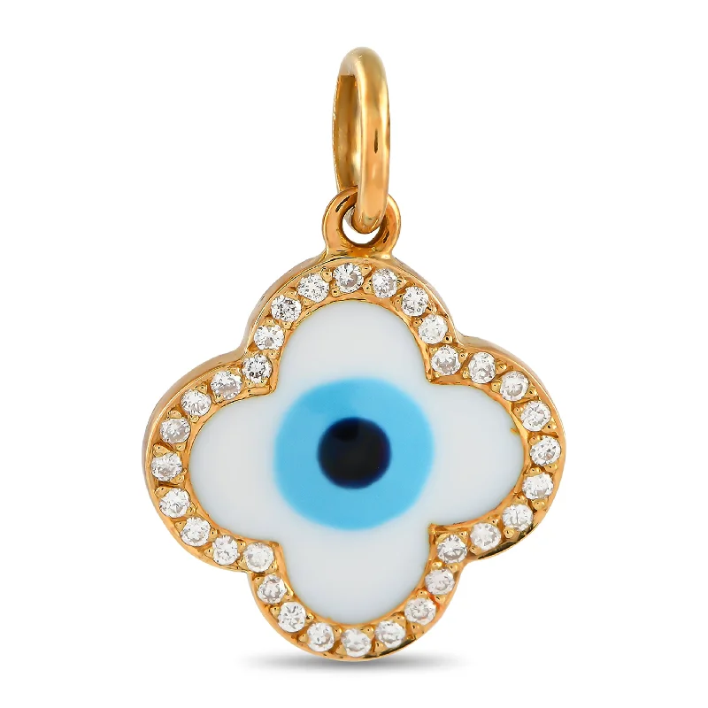 Fashion-Forward Geometric Jewelry For Contemporary Style Special Offer For You Aaron Basha 18K Rose Gold Diamond and Enamel Evil Eye Charm AB33-111824