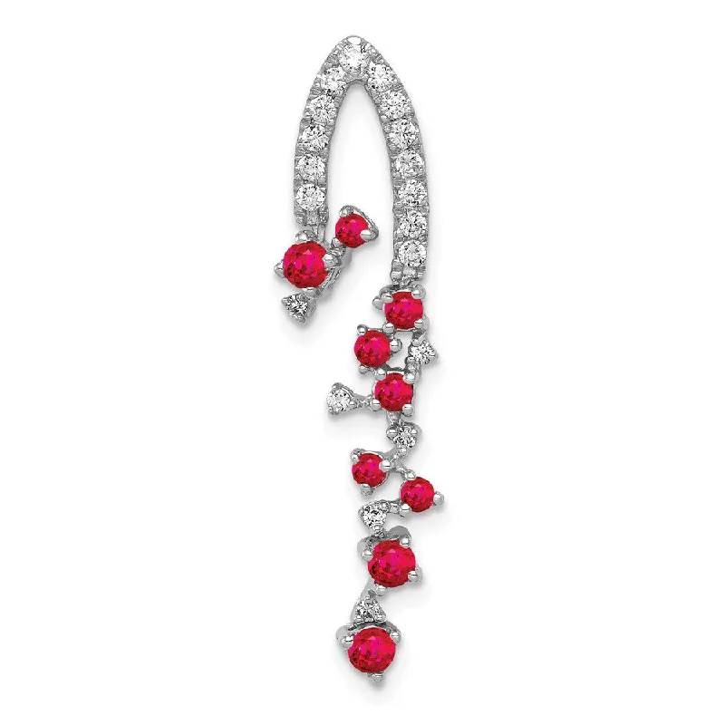 Buy More, Save More On Stunning Jewelry Pieces Seasonal Style Discounts 14K White Gold Lab Grown Diamond & Created Ruby Pendant (0.21ct, VS, G-H)