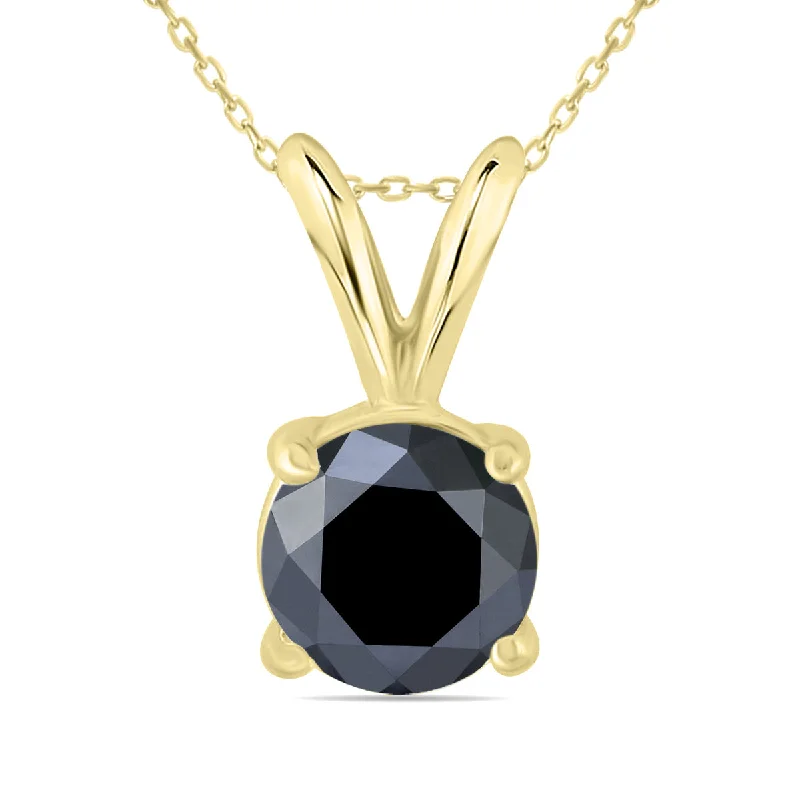 Personalized Jewelry Sale – Unique Pieces At Great Prices Effortless Style, Endless Impact 1 Carat Round Black Diamond Solitaire Pendant In 14K Yellow Gold