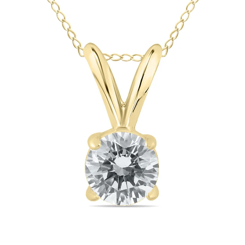 Shop Signature Jewelry Styles At Exclusive Prices Easy Elegance Sales Ags Certified 1/3 Carat Round Diamond Solitaire Pendant In 14K Yellow Gold