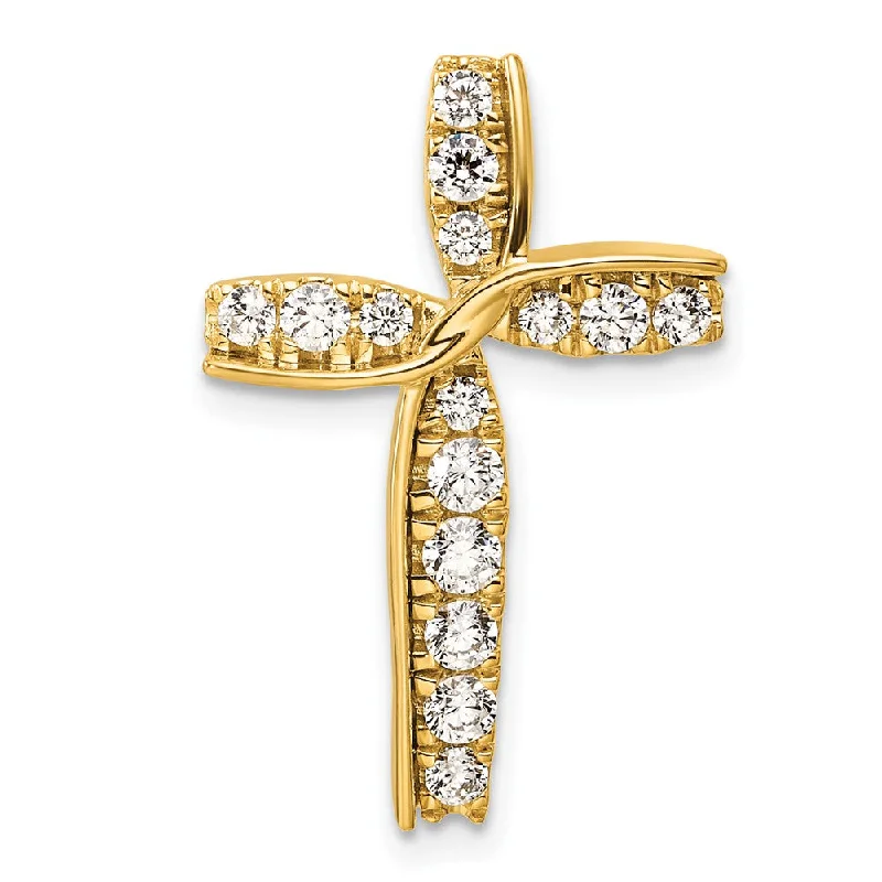 Luxury Jewelry At Unbeatable Discounts Chic And Trendy 14k Yellow Gold Lab Grown Diamond Cross Chain Slide Pendant (0.58ct, VS, G-H)