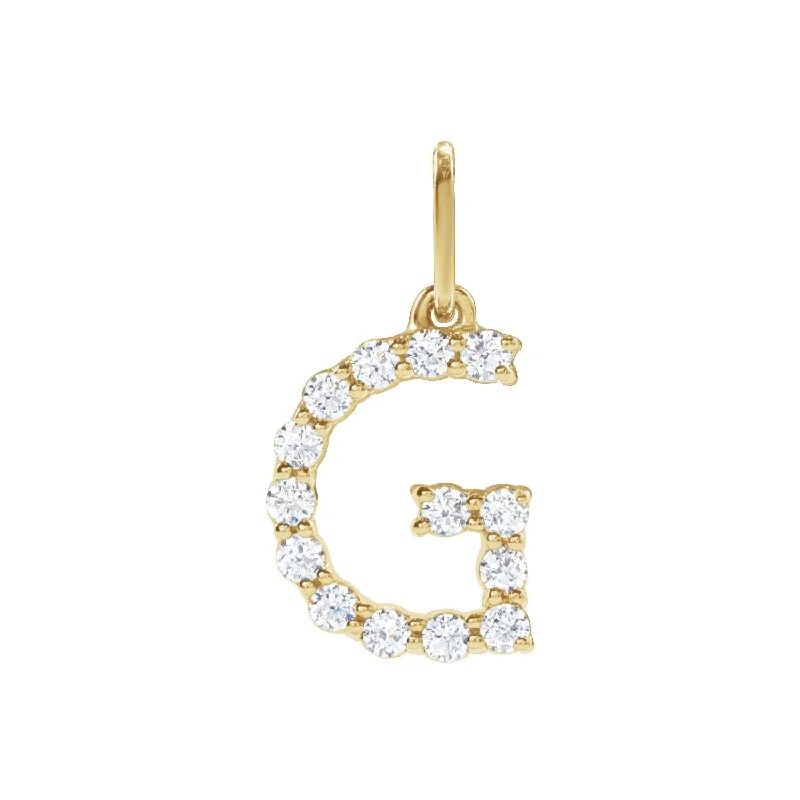 Jewelry Clearance Sale – Final Reductions Elegant Style 14k Yellow Gold 1/5ct Lab-Grown Diamond Initial G Pendant