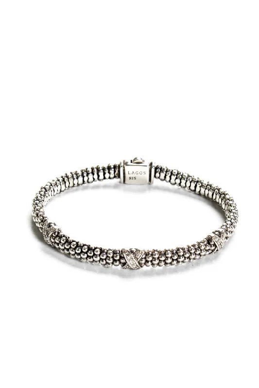 Special Deals On Handcrafted And Designer Jewelry Catch Every Fashion Trend Lagos Caviar Womens Sterling Silver Diamond X Three Station Bracelet 2.5" 22.3g