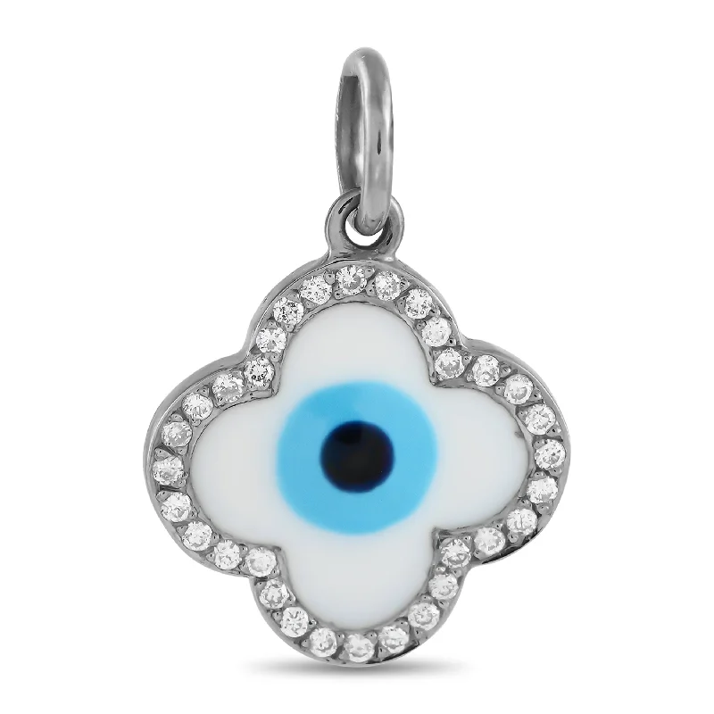 Versatile Layering Jewelry For Effortless Chic Crazy Discounts, Hurry Up Aaron Basha 18K White Gold Diamond and Enamel Evil Eye Charm AB32-111824