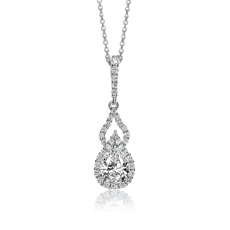 Luxury Meets Affordability – Jewelry Sale Live Now Big Discounts GENEVIVE Sterling Silver Cubic Zirconia Halo Two Pear Necklace