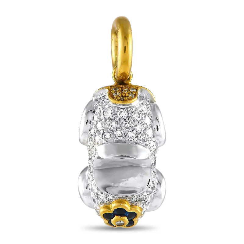 Timeless Elegance At Unbelievable Discounts Vintage-Modern Style Offers Aaron Basha 18K Yellow and White Gold Diamond and Sapphire Enamel Car Charm AB03-111424