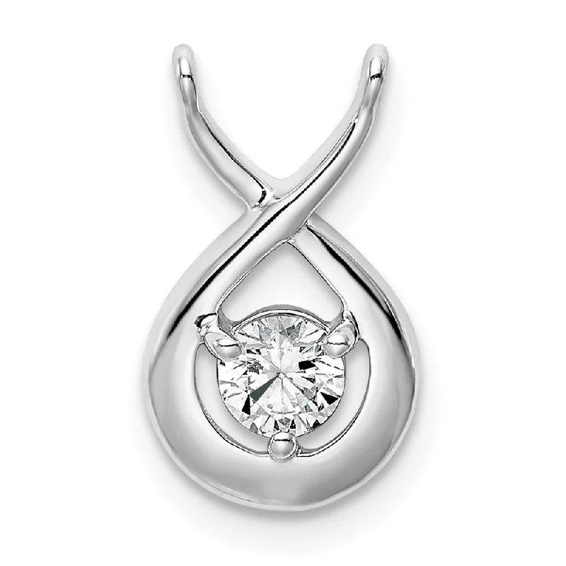 Dazzle In Elegance With Our Biggest Jewelry Sale Exclusive Deals Online 14K White Gold Lab Grown Diamond Teardrop Chain Slide Pendant (0.2ct, VS, G-H)