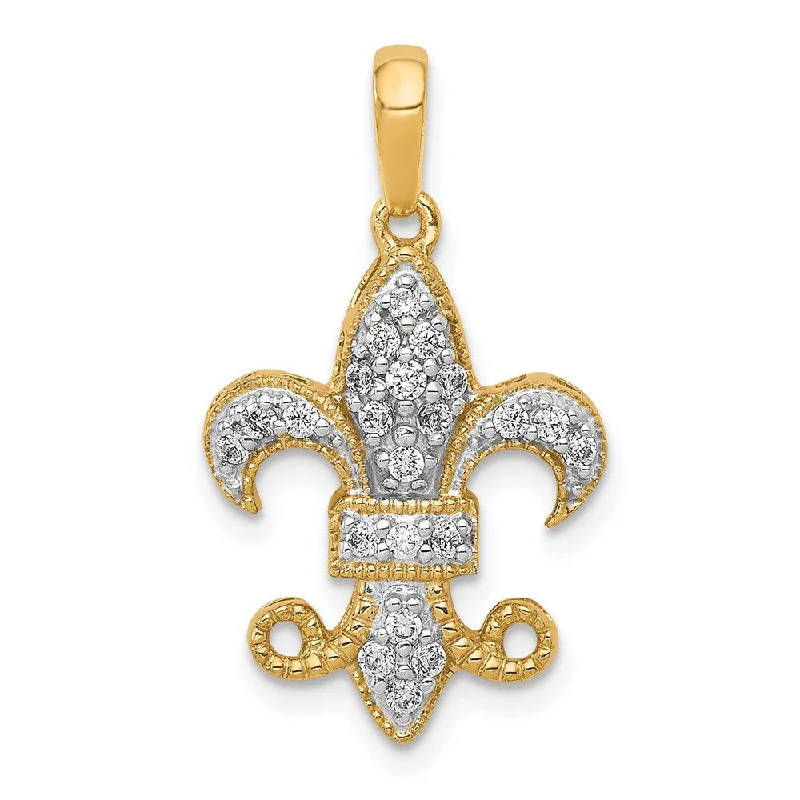 Delicate Crystal Jewelry For Sophisticated Charm Hot Picks 14k Yellow Gold Lab Grown Diamond Fleur De Lis Pendant (0.21ct, VS, G-H)