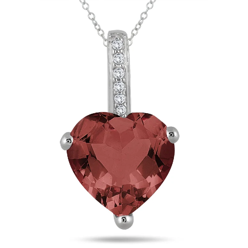 Stunning Statement Jewelry, Unbeatable Discounts Refined Fashion Sale 2.70 Carat Garnet Heart And Diamond Pendant In 10K White Gold