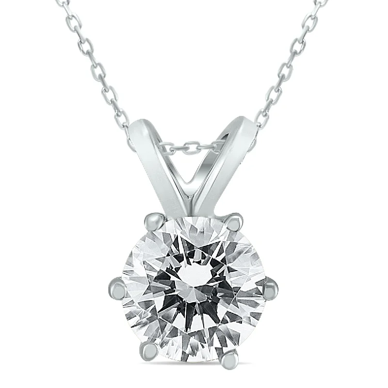 Elegant Jewelry At Unbeatable Offers – Shop Before It's Gone Fashion Forward Femininity Ags Certified 1 Carat 6 Prong Diamond Solitaire Pendant In 14K White Gold