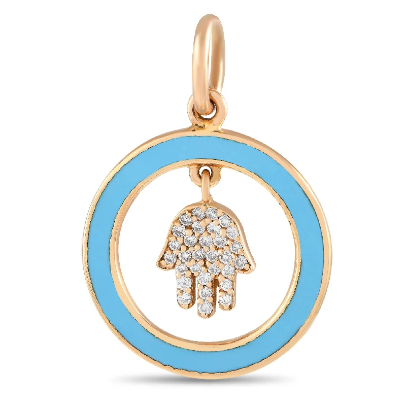 Affordable Elegance – Special Jewelry Sale Now Live Quick Grab Deals Aaron Basha 18K Yellow Gold Diamond and Enamel Hamsa Charm AB16-111124