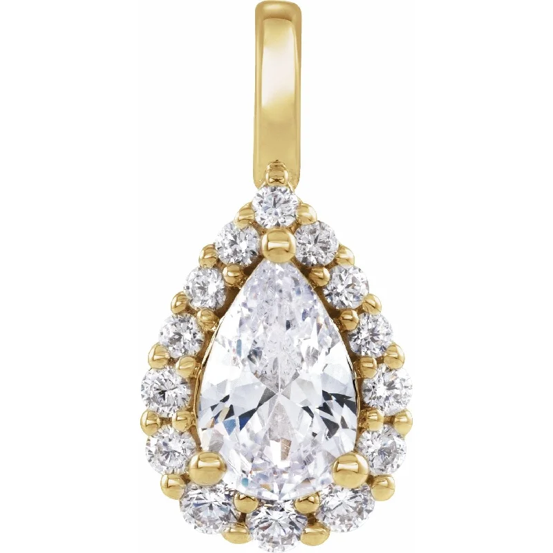 Fine Jewelry, Limited-Time Offers Available Trendy Styles 14k Yellow Gold 1 1/2ct Lab-Grown Diamond Halo-Style Pendant