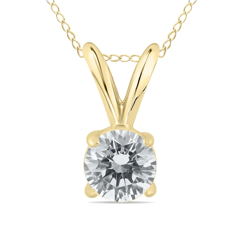 Shop Stylish Jewelry Now And Save Big Day-To-Night Styles 1/2 Carat Round Diamond Solitaire Pendant In 14K Yellow Gold