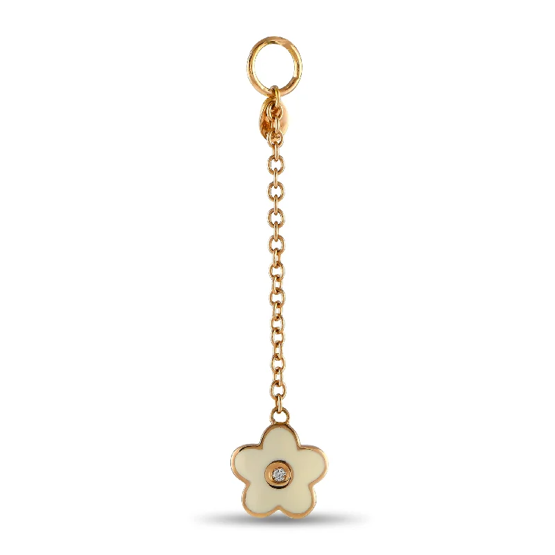 Shop Fine Jewelry With Amazing Deals Flirty Fashion Discounts Aaron Basha 18K Rose Gold Diamond and Enamel White Flower Charm Pendant AB06-111424