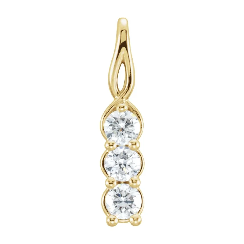 Limited-Stock Jewelry Sale – Once It's Gone, It's Gone Trend Leading Collection 14k Gold 1/3ct Lab-Grown Diamond Three-Stone Pendant