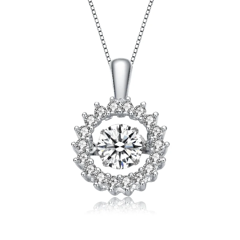 Premium Jewelry, Premium Discounts – Act Fast Seasonal Picks GENEVIVE Sterling Silver Cubic Zirconia Wreath Pendant Necklace