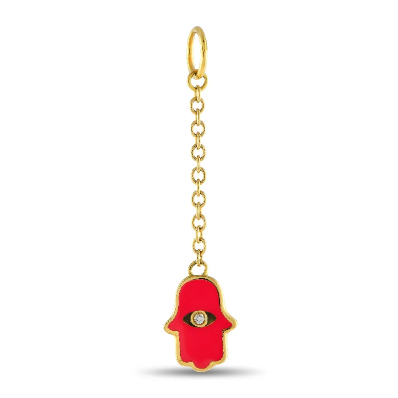 Elegant Rose Gold Jewelry For A Stylish Touch Limited Stock, Big Sale Aaron Basha 18K Yellow Gold Diamond and Red Enamel Hamsa Charm Pendant AB39-111324