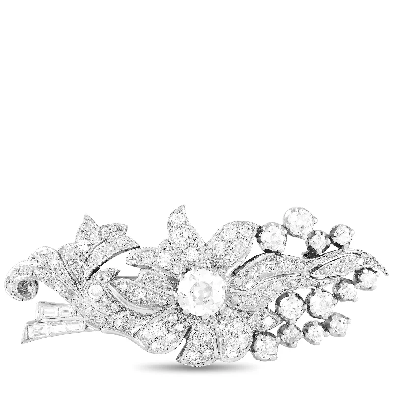 Elegant Jewelry, Affordable Luxury – Shop Now Spring Fashion LB Exclusive Platinum 4.31ct Diamond Brooch MF03-122024