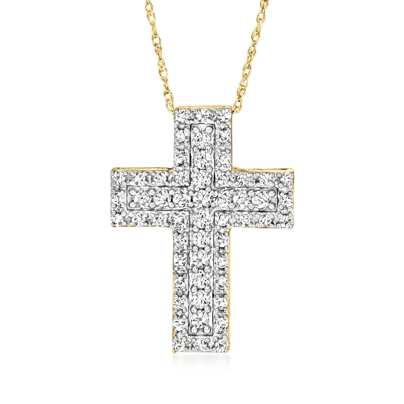 Dainty And Elegant Jewelry Now At Reduced Prices Fashionista Sale Ross-Simons Diamond Cross Pendant in 14kt Yellow Gold