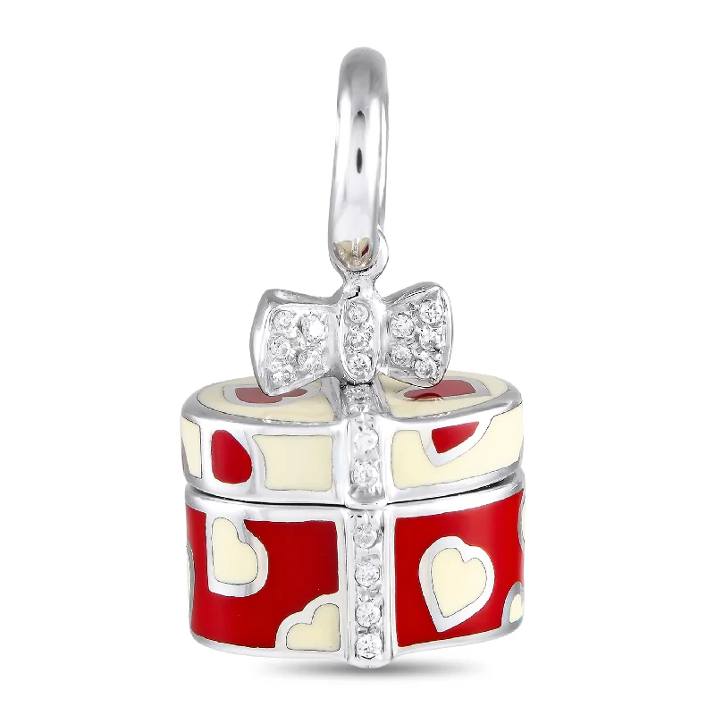 Timeless Elegance Now At Special Discounts Essentials On Sale Aaron Basha 18K White Gold Diamond and Enamel Purse Charm AB32-111324