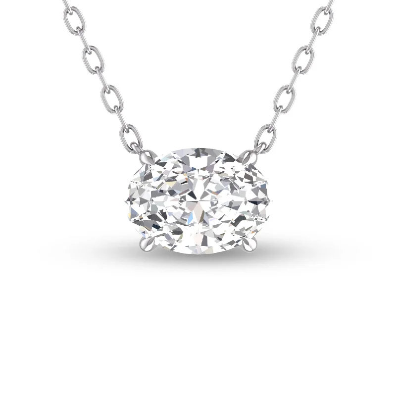 Chic And Stylish Jewelry At Exclusive Prices Casual Chic Lab Grown 1/4 Carat Floating Oval Diamond Solitaire Pendant In 14K White Gold