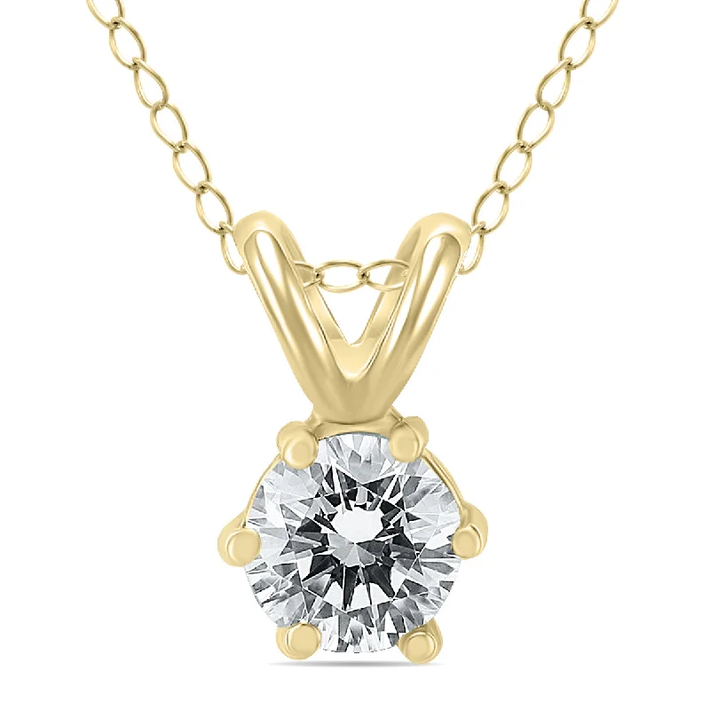 Elegant Jewelry Styles At Budget-Friendly Prices Must-Have Style Discounts 1/2 Carat 6 Prong Diamond Solitaire Pendant In 14K Yellow Gold