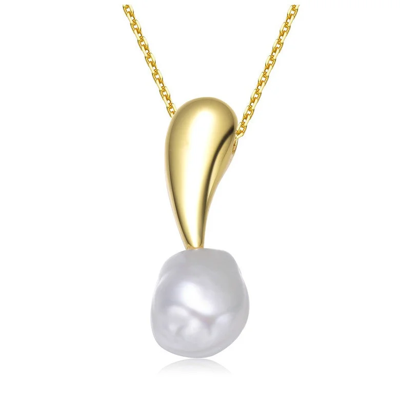 Jewelry Deals That Outshine The Rest Sophisticated Style Offers GENEVIVE Sterling Silver Gold Plated Freshwater Pearl Drop Pendant Necklace