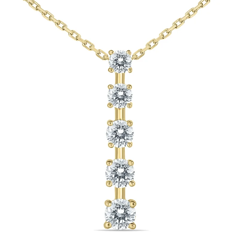 Limited-Time Offer On Elegant Jewelry Pieces Comfort Meets Fashion 1/2 Carat Tw Diamond Journey Pendant In 14K Yellow Gold