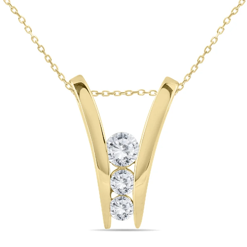 Jewelry Sale Bonanza – Grab Your Sparkle Now Street Chic Discounts 1 Carat Tw Diamond Three Stone Pendant In 14K Yellow Gold