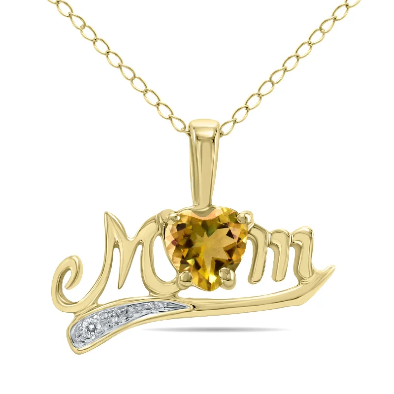 Grab Your Favorite Jewelry At The Lowest Prices Fresh Styles, Fresh Deals Citrine And Diamond Mom Pendant In 10K Yellow Gold