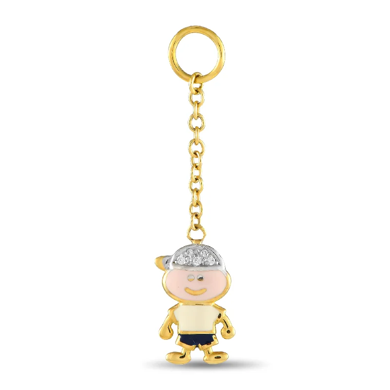 Sparkle On A Budget – Fine Jewelry For Less Hot Sale Aaron Basha 18K Yellow Gold Diamond and Enamel Little Boy Charm Pendant AB04-111524