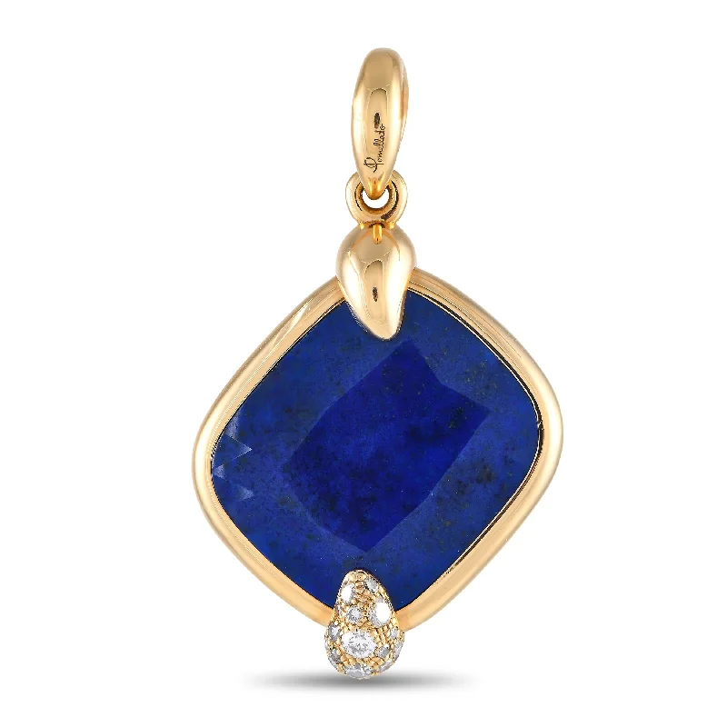 Shop Fine Jewelry With Amazing Deals Urban Fashion Pomellato Ritrato 18K Rose Gold Diamond and Lapis Pendant PO10-122324