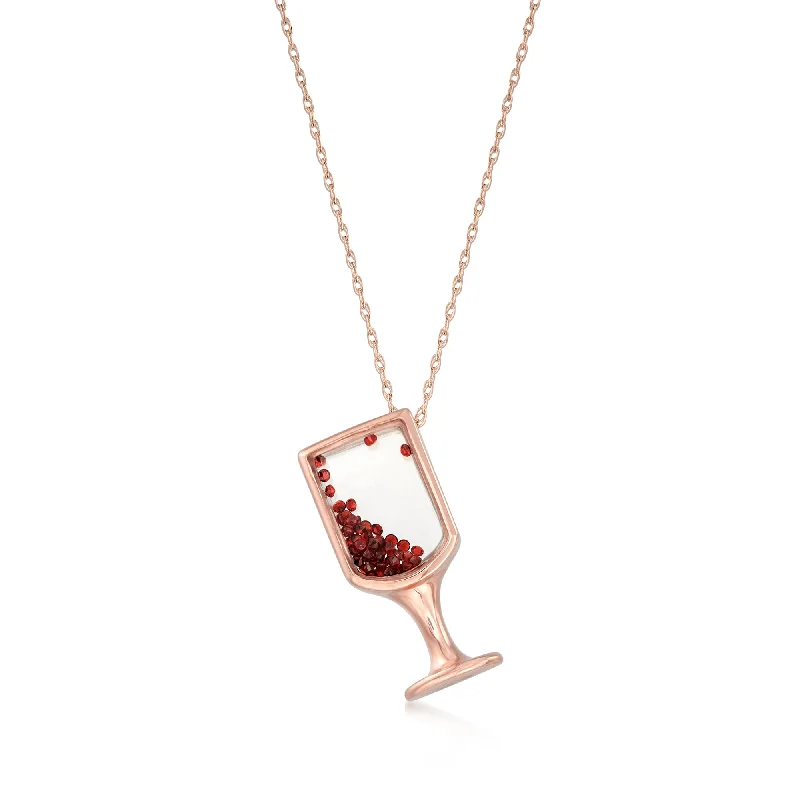 Unique Jewelry For Less – Shop The Sale Now Save Big Ross-Simons Garnet Wine Glass Pendant Necklace in 14kt Rose Gold