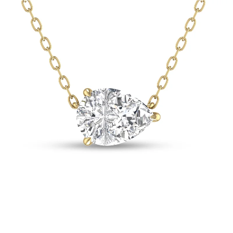 Shop Stylish Jewelry Now And Save Big Elegant Style Lab Grown 1 Carat Floating Pear Shaped Diamond Solitaire Pendant In 14K Yellow Gold