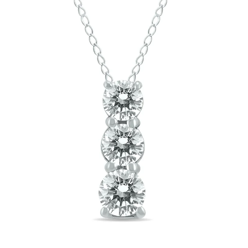 Handcrafted Jewelry Sale – Unique Designs At Low Prices Valentine's Special 1/4 Carat Tw Diamond Three Stone Pendant In 14K White Gold