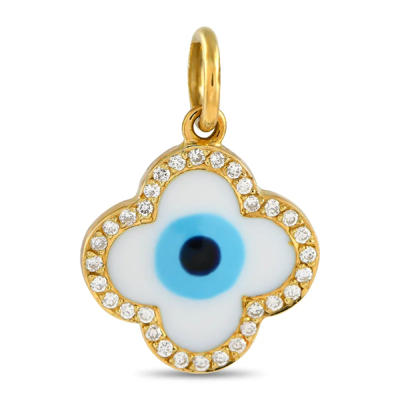 Must-Have Jewelry At Unbelievable Discounts Fashion Forward Aaron Basha 18K Yellow Gold Diamond and Enamel Evil Eye Charm AB30-111824